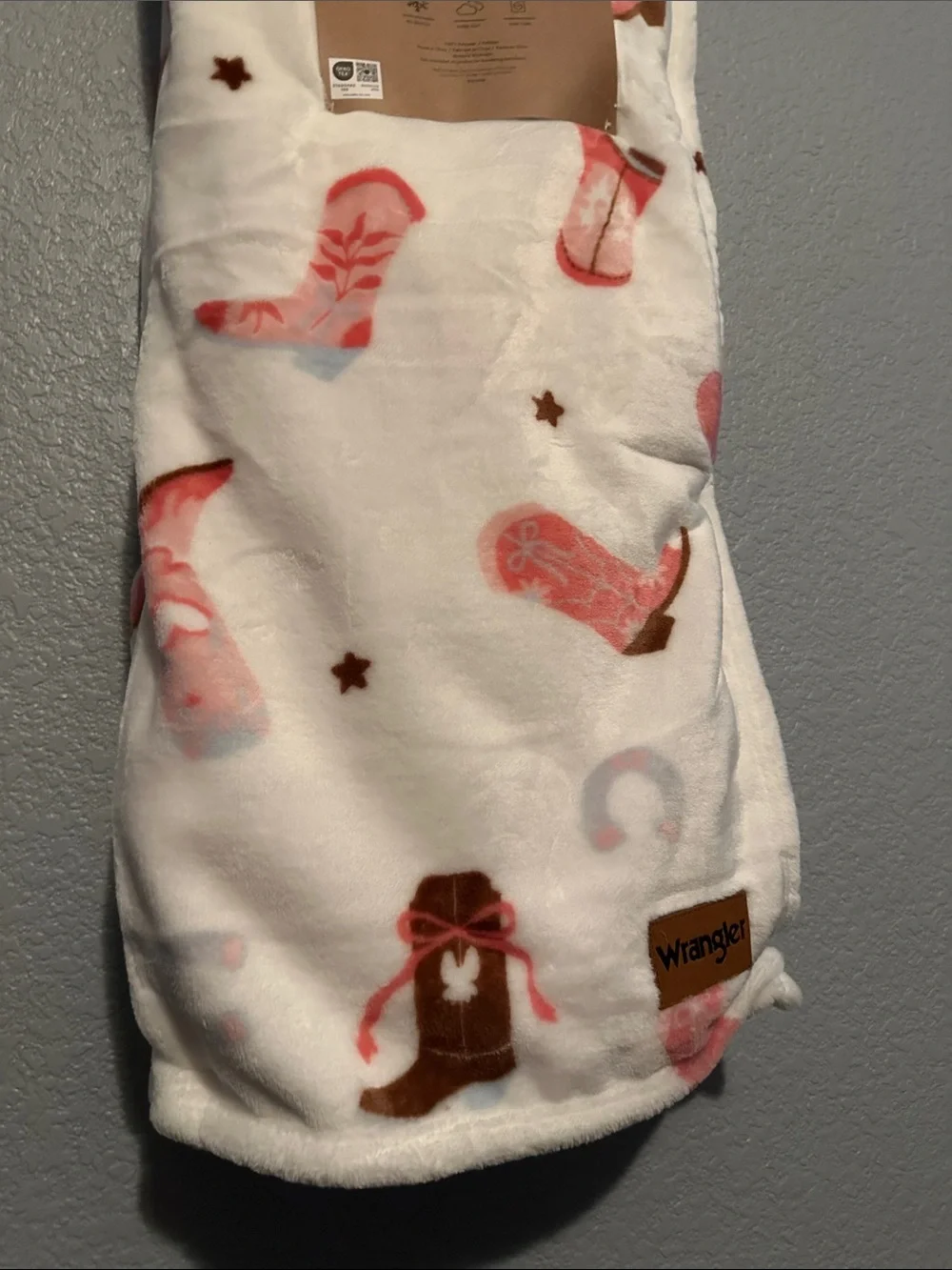 New Wrangler Western Cowgirl Boots Oversized Plush Blanket 60”x70”